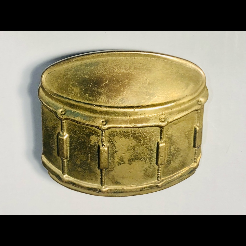 Vintage Solid Brass Baron Belt Buckle Drum 1978
